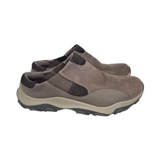 Earth Origins Trail Taya Shoes - Earth Origins Trail Taya Womens 6.5 Leather Brown/Tan Thistle Slip on Mules Clog